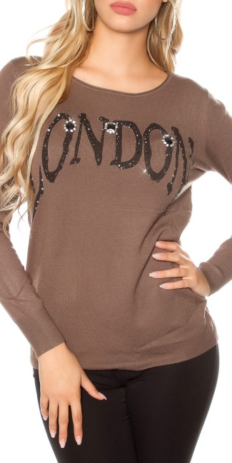 Trendy pulli LONDON with lace Cappuccino